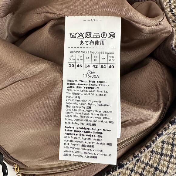 Marella Whisky Wool Mini Skirt Houndstooth Brown Preppy Retro Classic US 10 NWT - Picture 9 of 11